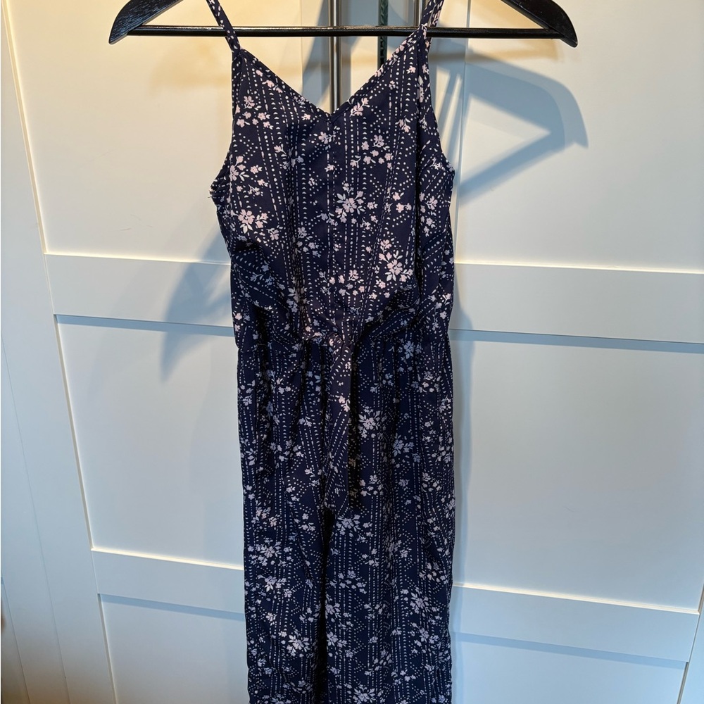 Floral Spaghetti Strap Jumpsuit - Navy